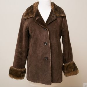 Genuine Leather Jacket with faux fur